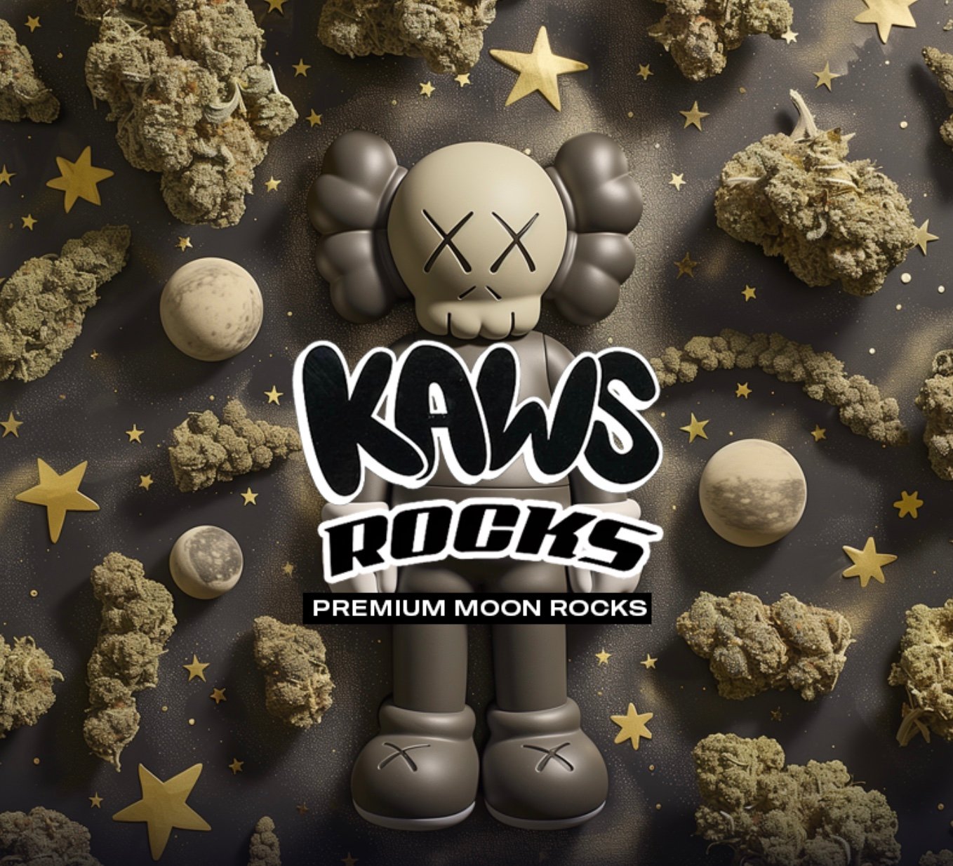 KAWS Rocks Snow Caps Edition premium moon rocks